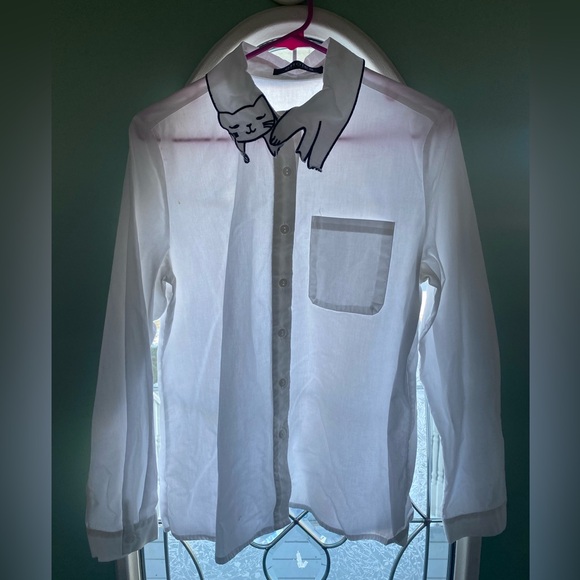 Choies Cat Collar Button-Up Shirt Size L (fits M) - Picture 2 of 7